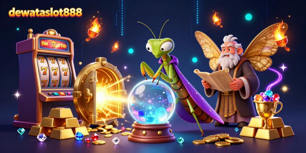 Gali jackpot di dewataslot888 dengan slot mesin, peramal, dan harta karun.