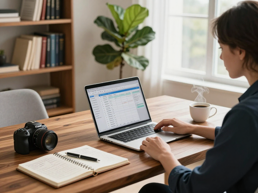 Business professional planning with seanbowieforaz tools in home office