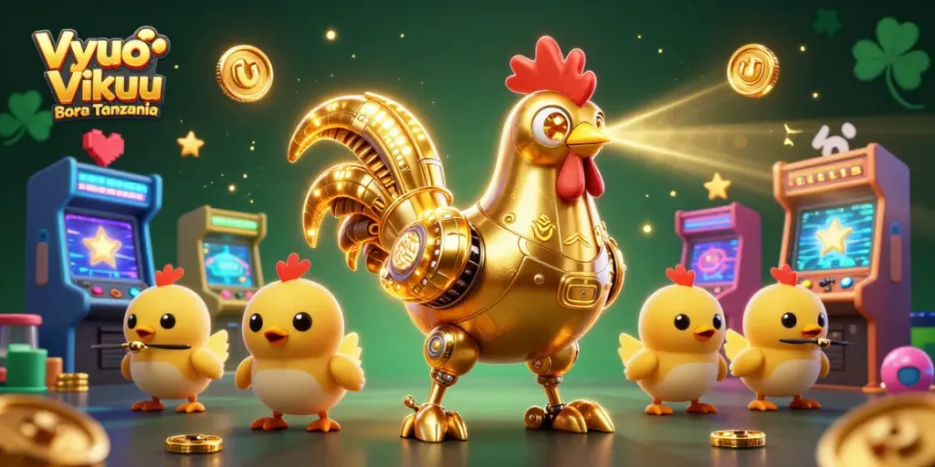 Engage with Vyuo Vikuu Bora Tanzania in an immersive gaming adventure illustration featuring dynamic casino elements.