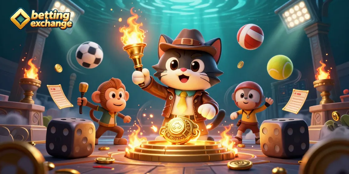 Engage in the excitement of a betting exchange with a lively 3D illustration of sports elements and explorers.