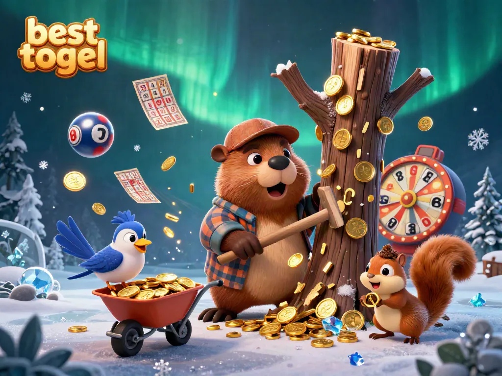 Mengumpulkan emas dari permainan togel, karakter kartun hutan meriah di besttogel.