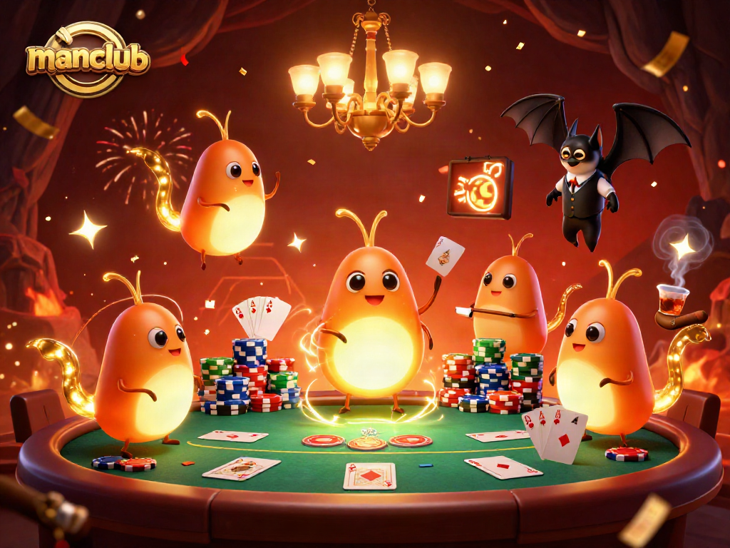 Join the excitement at manclub with a vibrant cave casino scene featuring glowworms and a bat dealer.