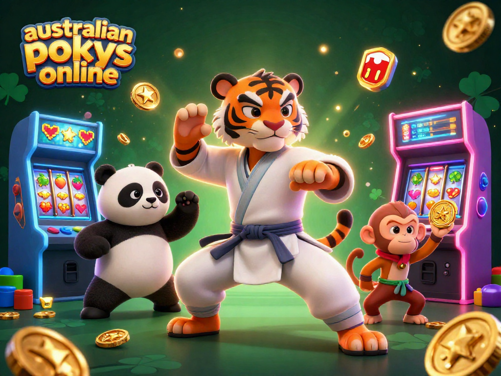 Engage with australian pokies online featuring a fun-filled 3D scene of kung fu characters.