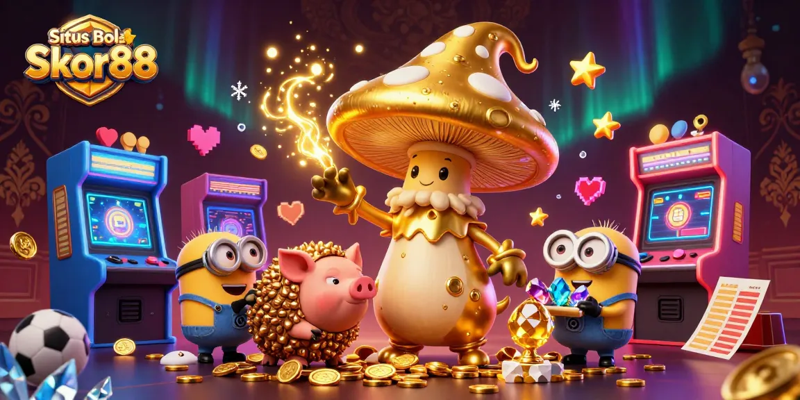Situs Bola Skor88 showcases vibrant sports betting excitement with magic-themed 3D illustration
