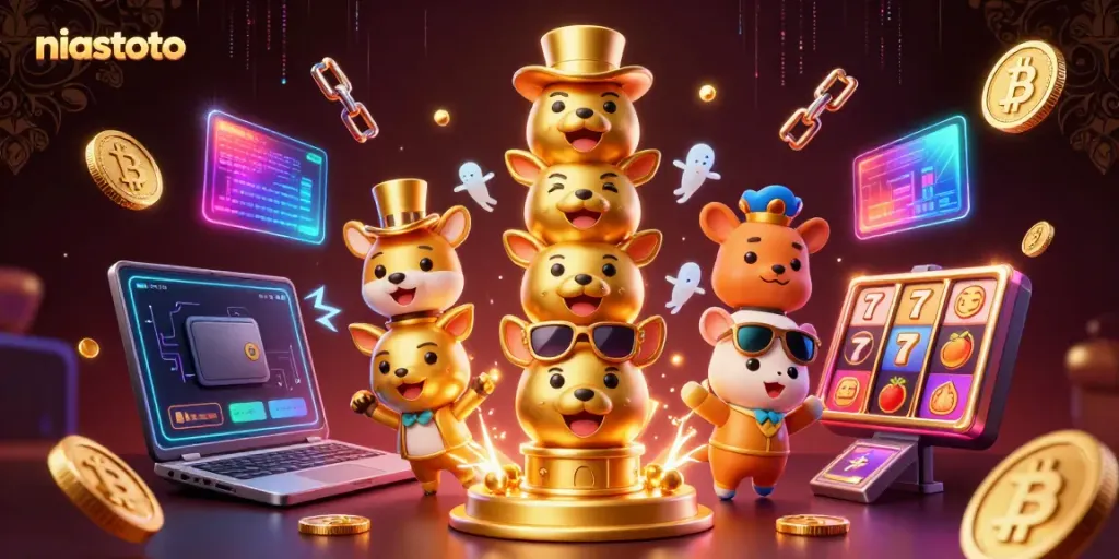 Niastoto menghadirkan pengalaman judi menarik dengan elemen slot dan koin kripto yang berkilau.
