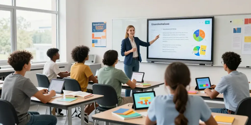Toto language learning classroom with interactive teaching and engaged students.