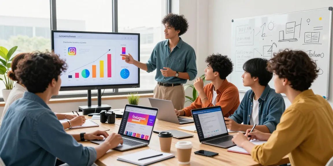 Dynamic social media strategy meeting for professionals buying real Instagram followers now with creative insights and teamwork.