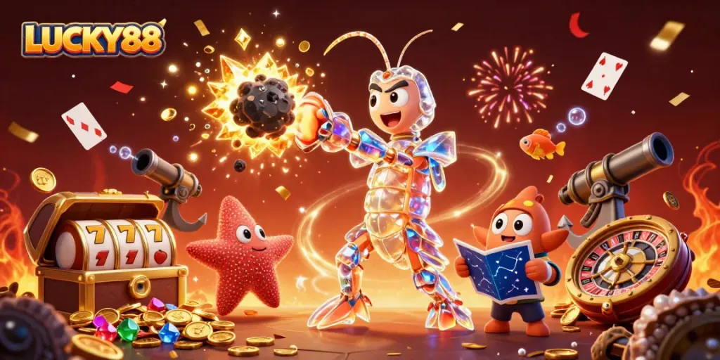 Join the action with LUCKY88, where the galactic samurai shrimp explores a treasure trove of thrills!