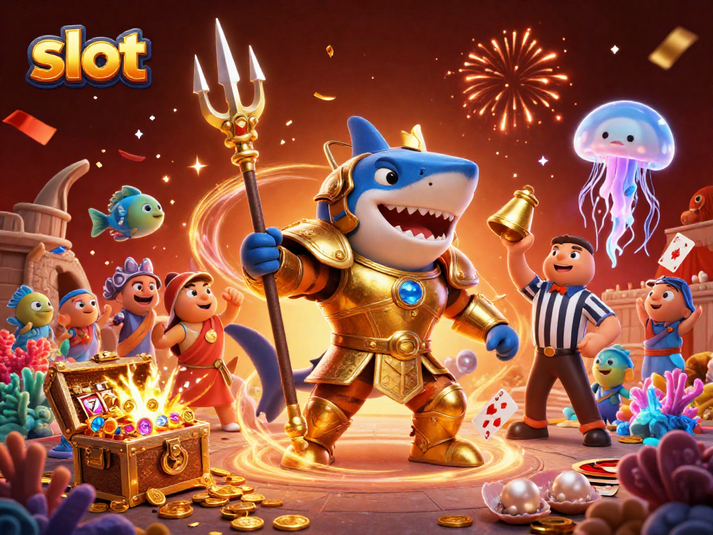 Experience thrilling slot action with colorful characters in an underwater casino scene.