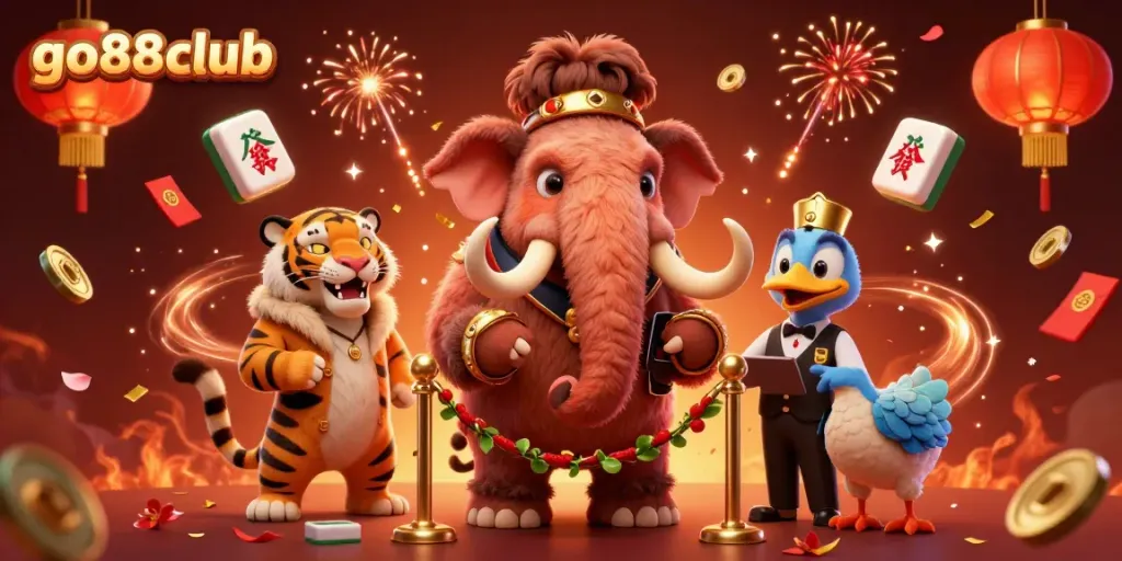 Celebrate with a vibrant go88club scene featuring colorful characters and casino elements.