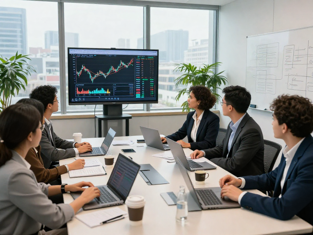 Bardya Ziaian ABC Capital team strategizing in a modern conference room, showcasing market analysis and investment discussions.