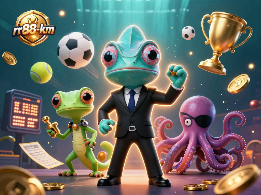 Bet on thrilling adventures at rr88-km with a dynamic scene featuring colorful gaming elements.