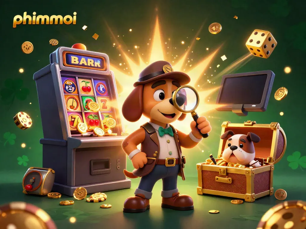 Engage with phimmoi as a cartoon detective unravels the treasure in this vibrant casino scene.