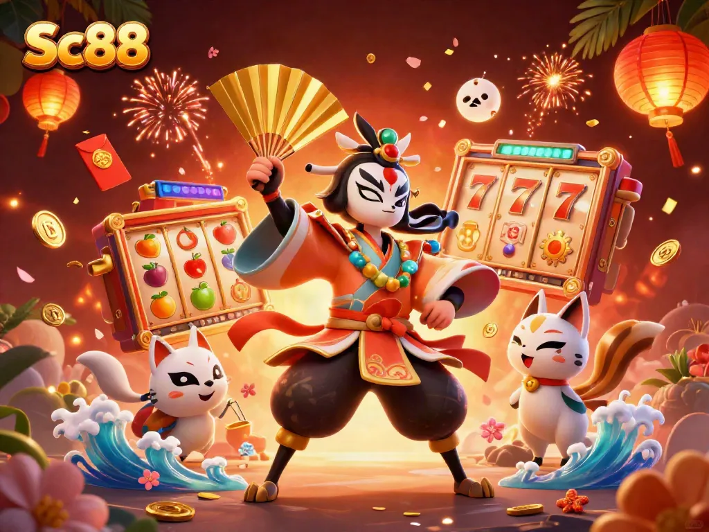 Experience the thrilling world of Sc88 with vibrant animated characters and slot game elements.