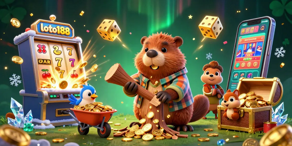 Reveal exciting wins with loto188's joyful 3D illustration of gaming fun and riches.