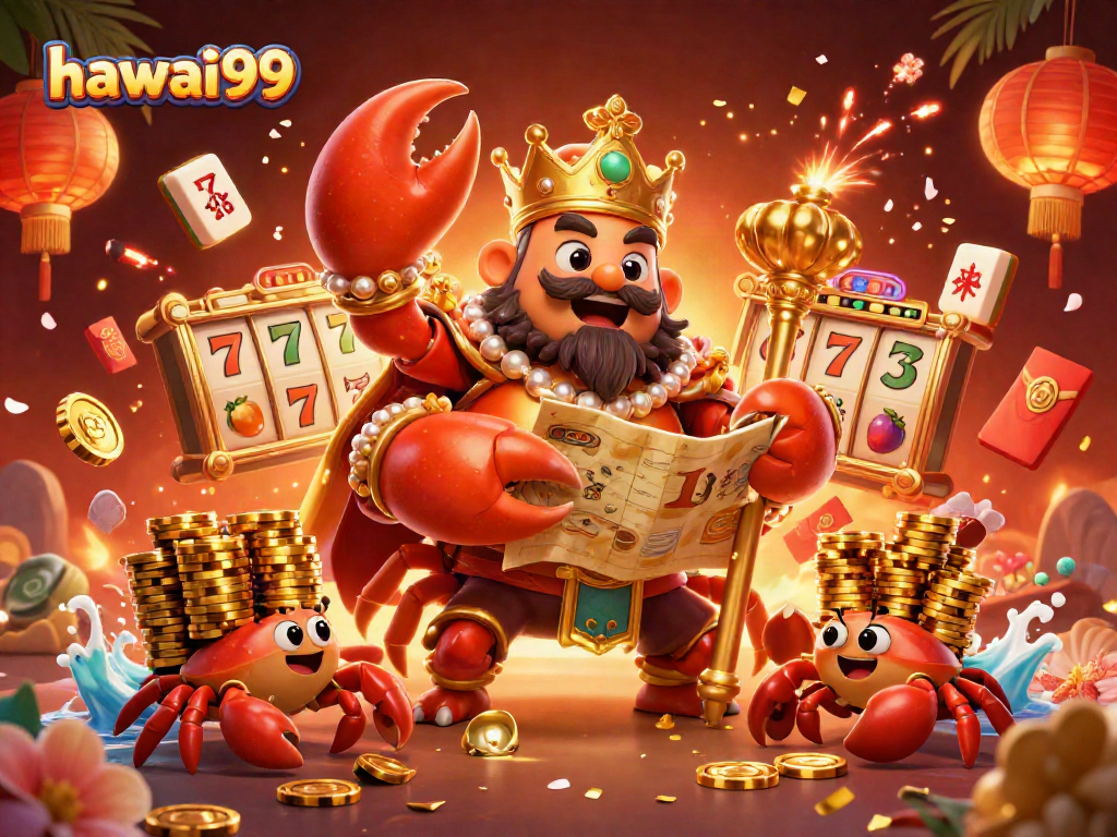 Experience the thrill of hawai99 with a vibrant 3D casino illustration full of dynamic action.