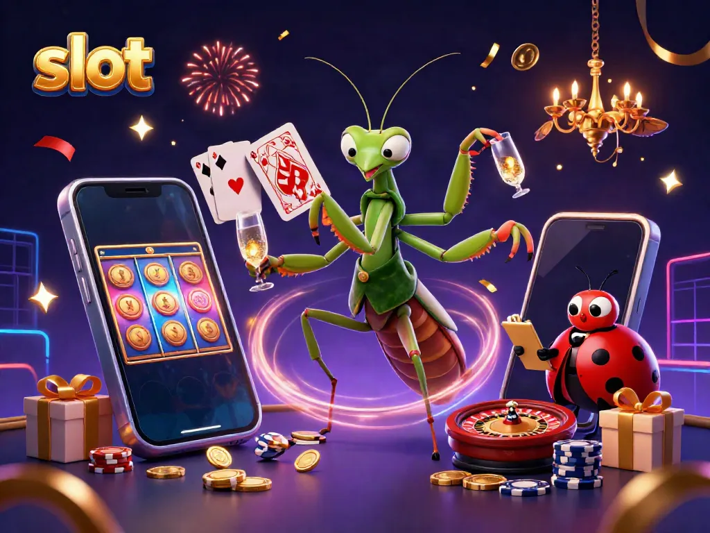 Engaging 3D illustration showcasing colorful slot game action with vibrant casino elements.