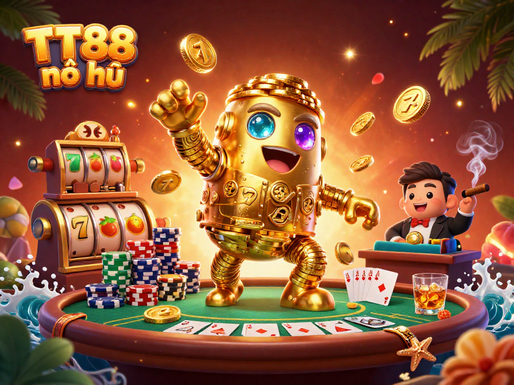 Spin the reels of TT88 nổ hũ to unleash jackpots in a vibrant casino scene.