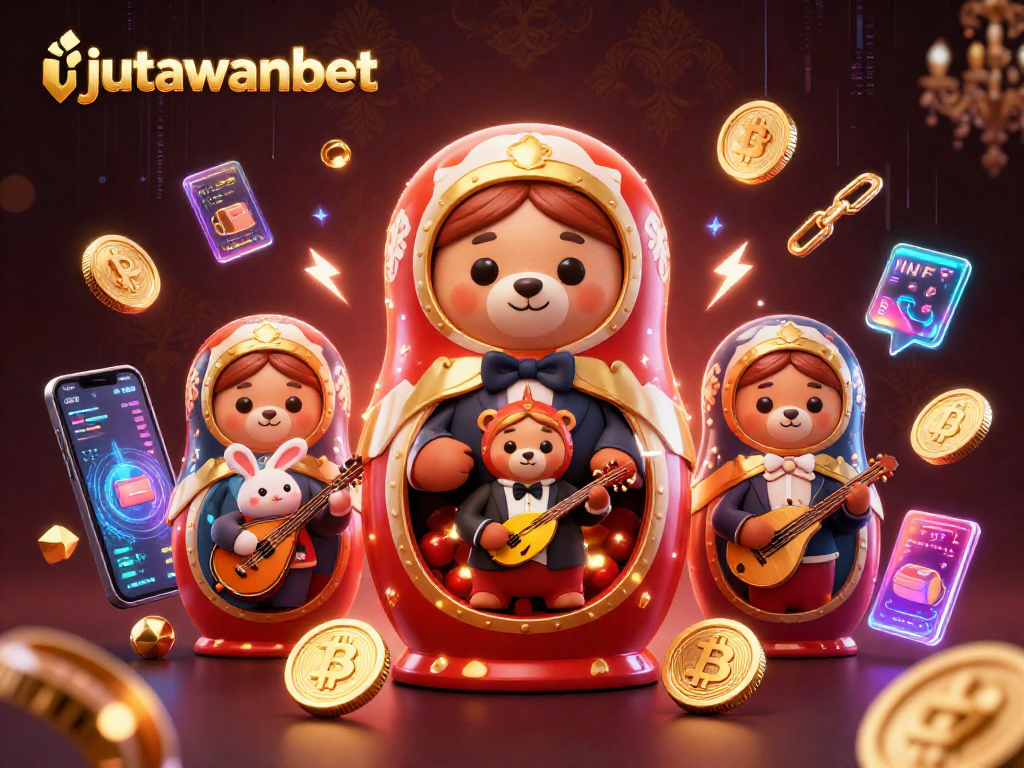 Engage with the thrill of jutawanbet slots through a vibrant 3D illustration.