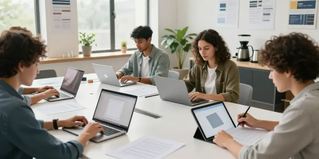 Users creating custom diplomas on Validgrad in a bright workspace.