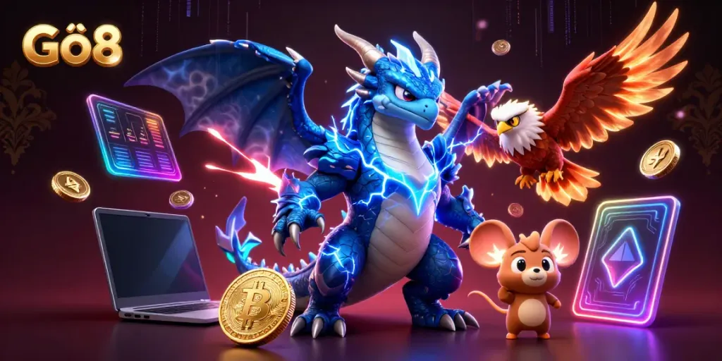 Engage with Gô8's thrilling gaming experience featuring dynamic 3D characters and crypto elements.