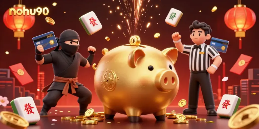 Engage with nohu90's thrilling casino action featuring vibrant characters and fireworks.