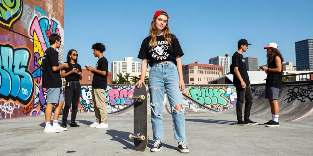 Ari Kytsya showcasing her style in urban street fashion, capturing the essence of youthful culture.