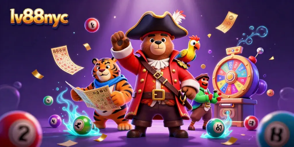 Engage with the vibrant atmosphere of lv88nyc featuring animated characters and dynamic lottery elements.