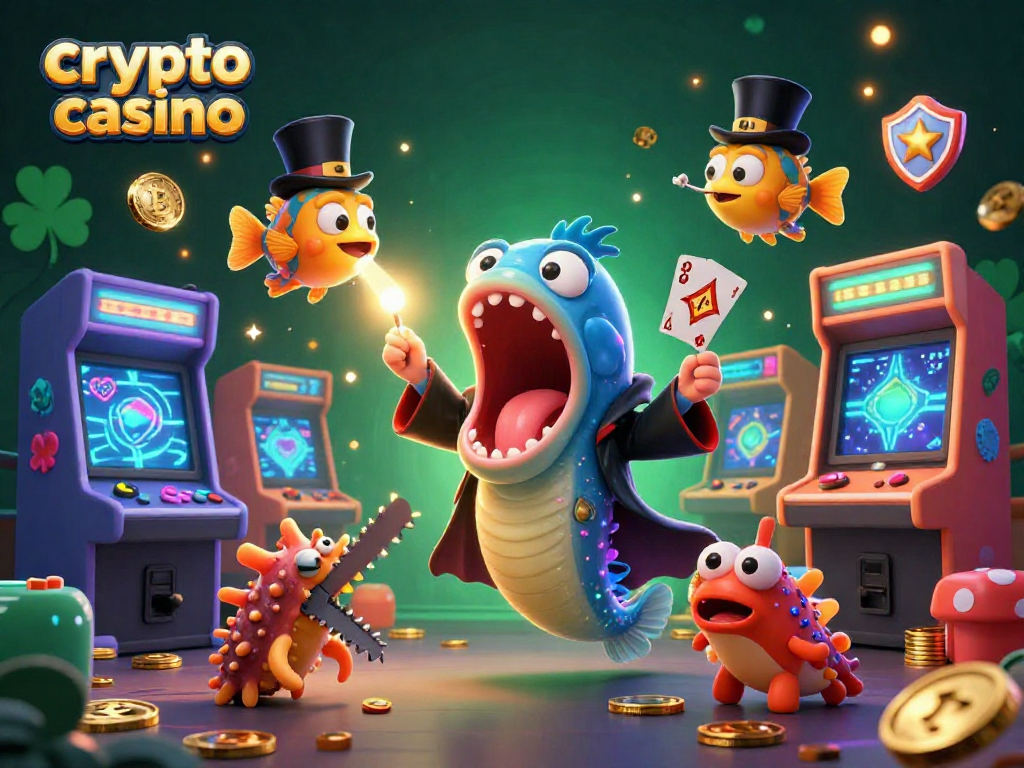 Engage with our vibrant crypto casino scene featuring a surreal undersea magic show.