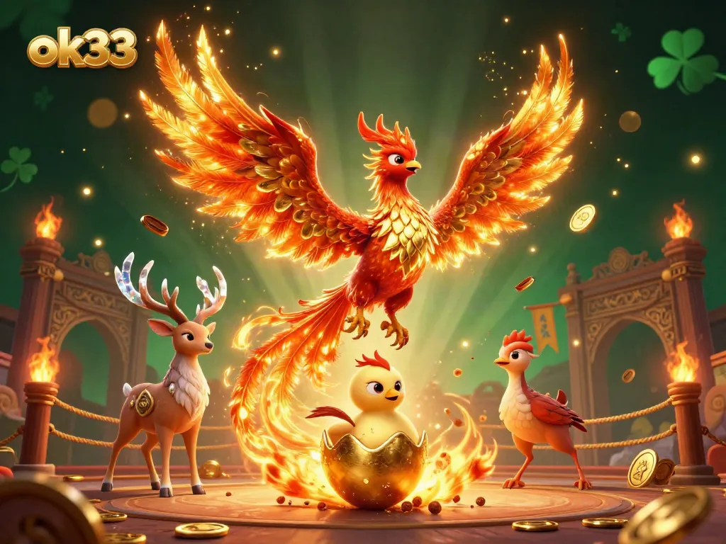 Experience thrills with the ok33 fire phoenix in a vibrant casino scene full of energy.