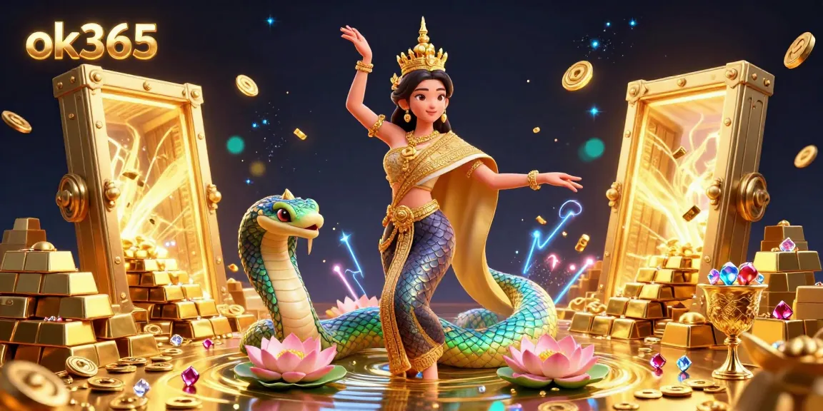 Engage with exciting games at ok365, exploring vibrant treasures and animated characters in a dynamic casino scene.