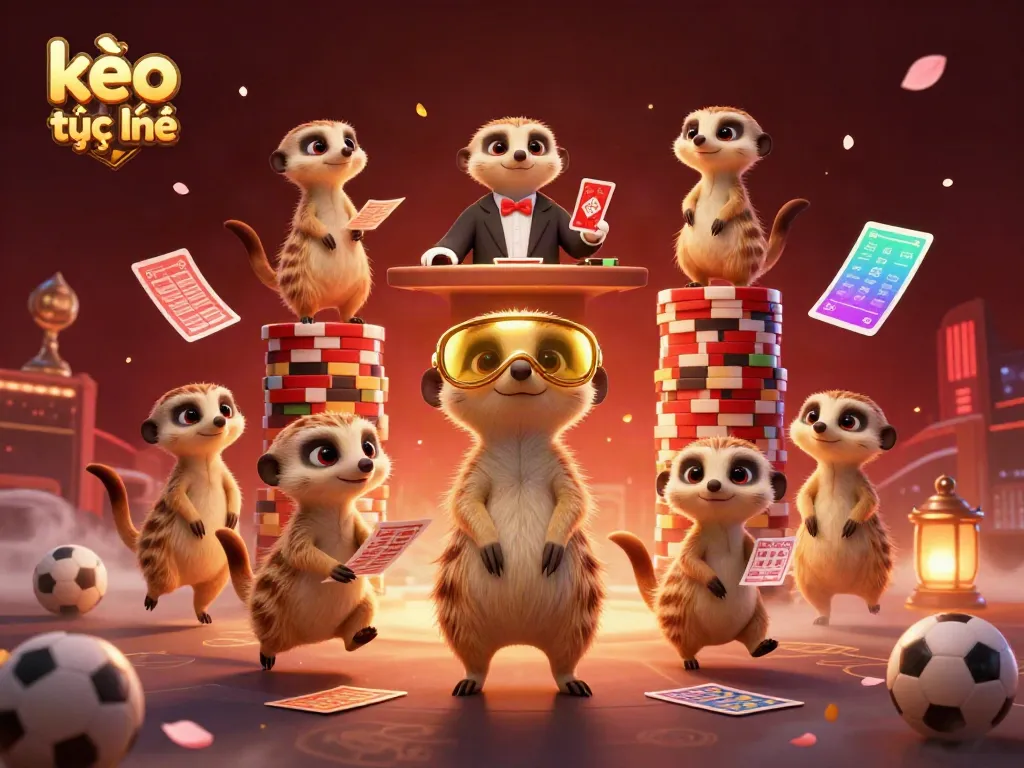 Engage in exciting sports betting action with kèo trực tuyến featuring meerkats managing a casino