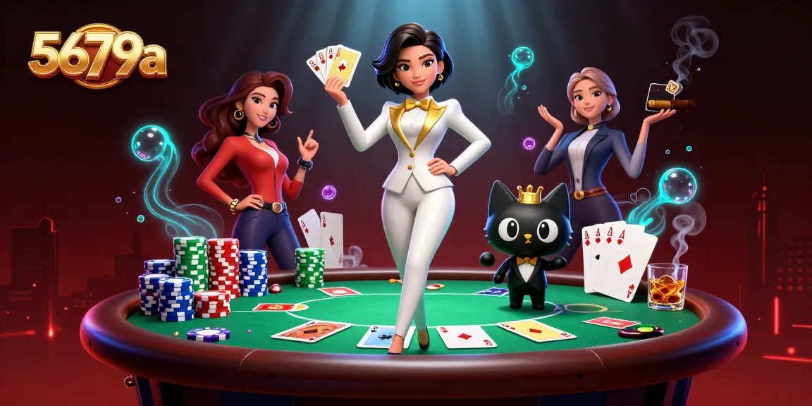 Experience thrilling action at 5679a with a glamorous dealer in vibrant 3D casino scene.
