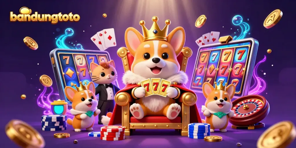 Spin to win at bandungtoto with vibrant slot reels and animated characters in a magical casino scene.
