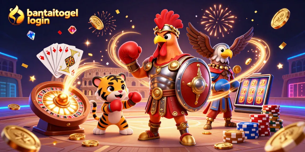 Experience thrilling gaming with bantaitogel login in this vibrant 3D casino illustration showcasing exciting slot elements.