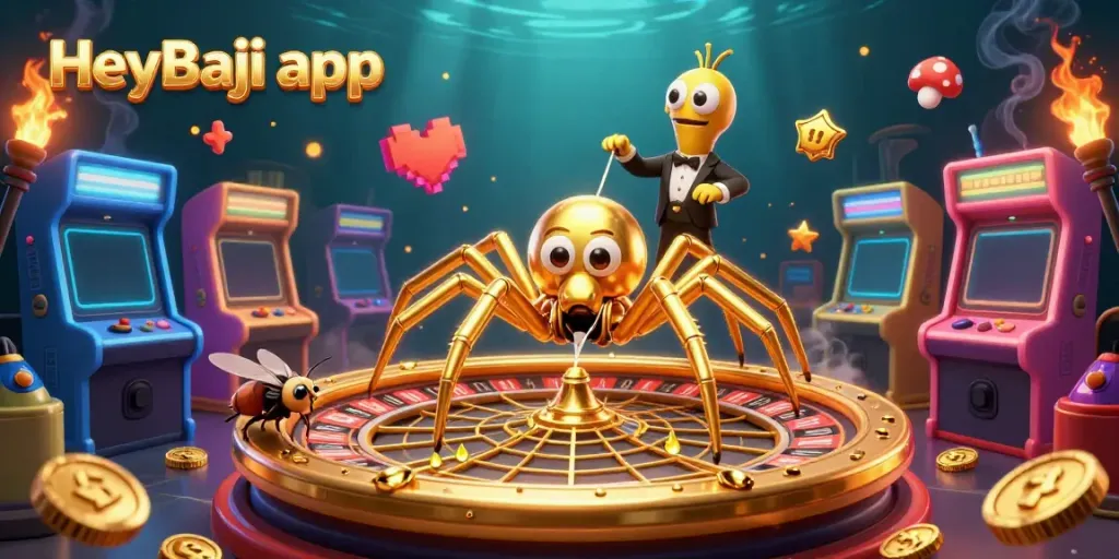 Experience the vibrant HeyBaji app with thrilling betting interactions in a vivid 3D casino scene.