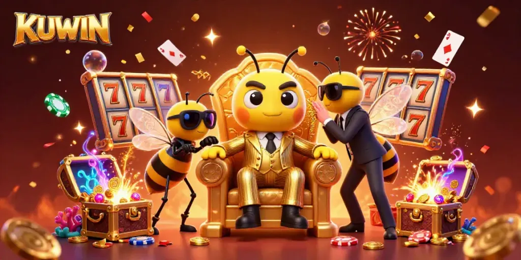 Experience thrilling adventures with KUWIN's vibrant gaming environment featuring a bumblebee mob boss.
