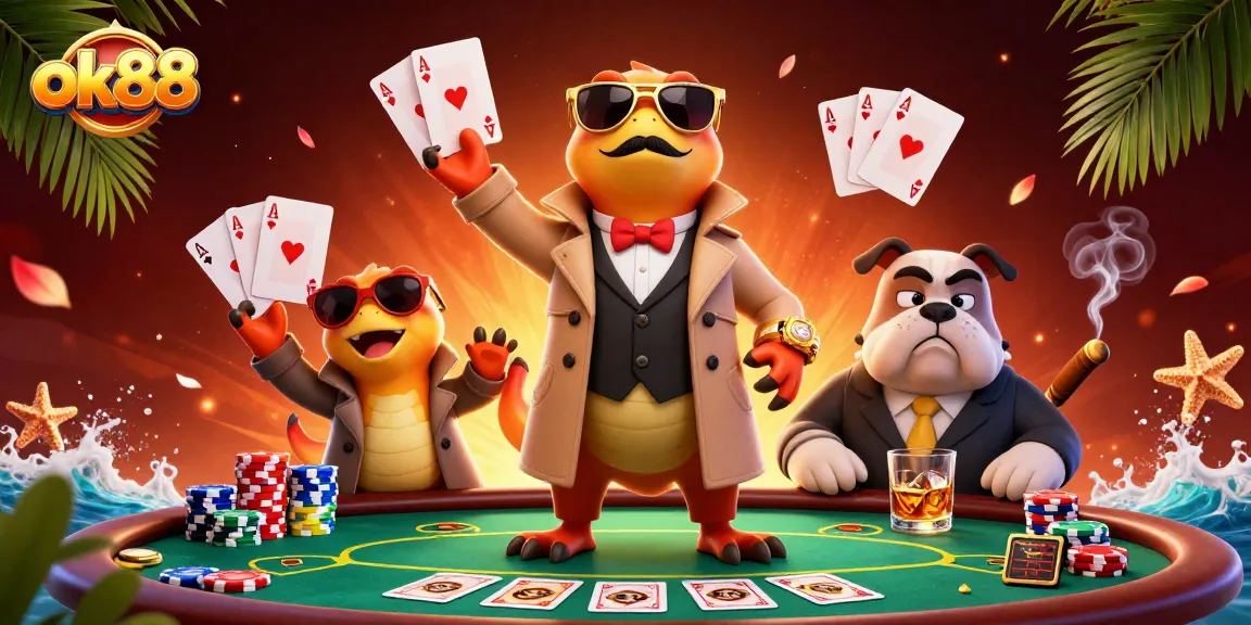 Engage in action at ok88's VIP lounge as raptors sneak in, bringing poker excitement alive!