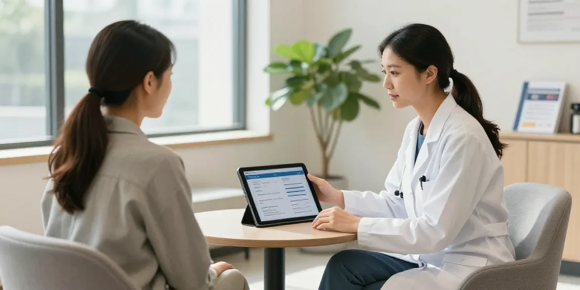Consultation scene for obtaining a PA MMJ card online in a bright, welcoming clinic.