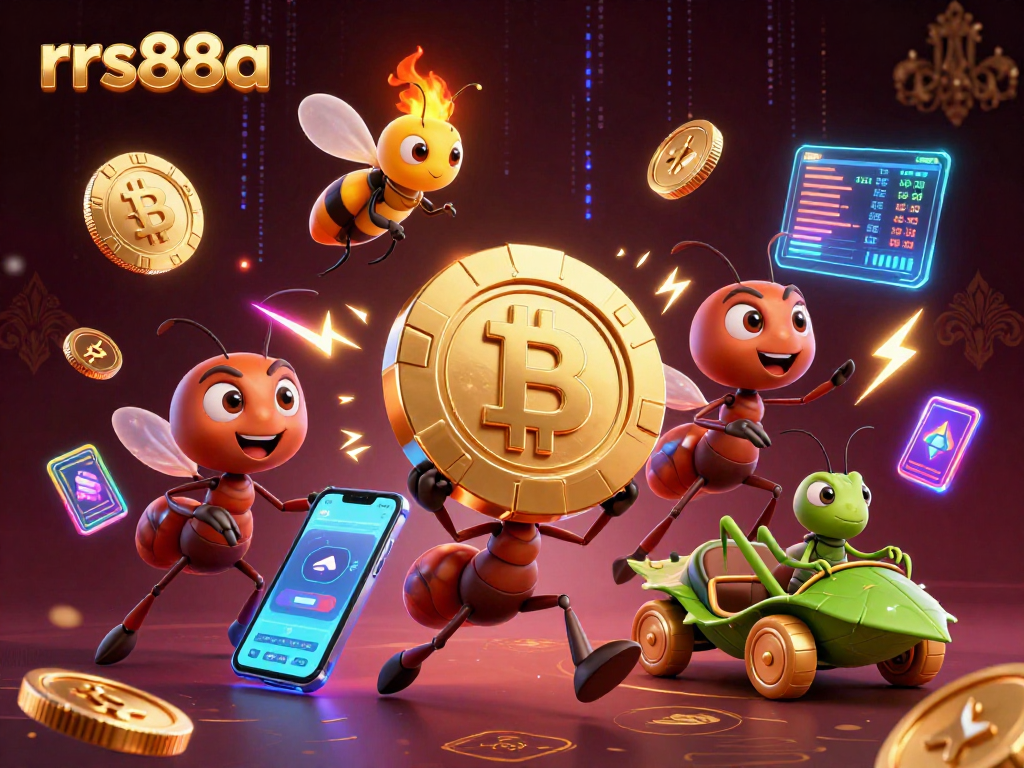 Experience thrilling gameplay with rrs88a as cartoon ants seize a giant poker chip!