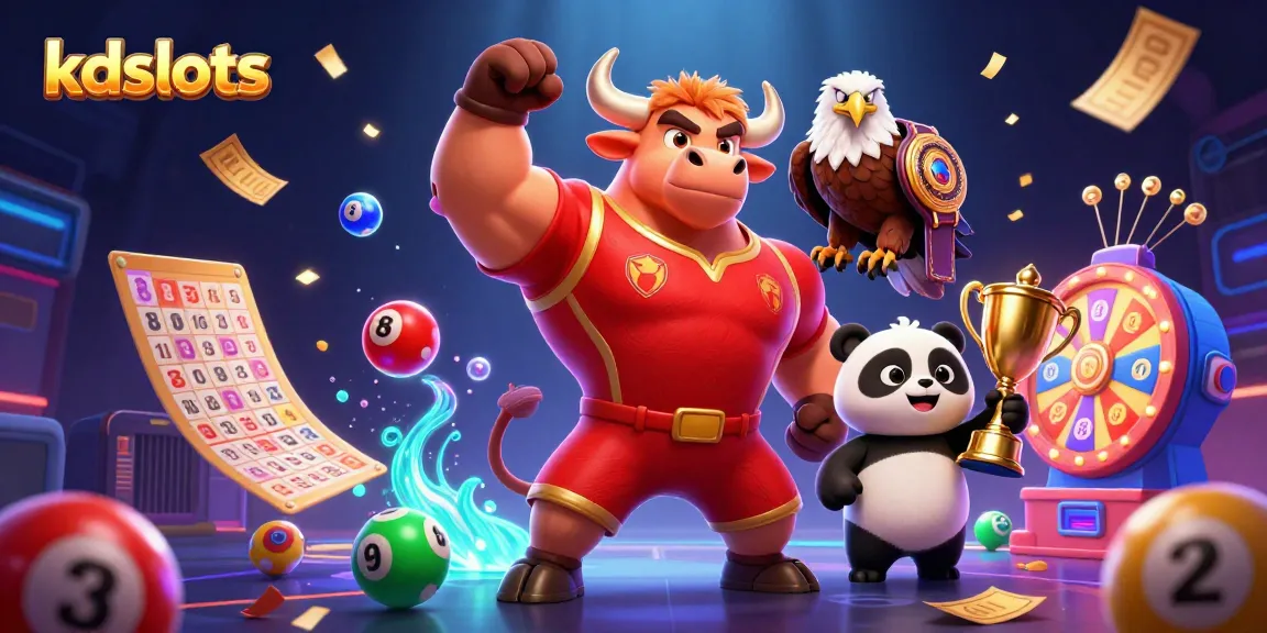 Win big with kdslots in this vibrant 3D illustration showcasing dynamic casino elements.