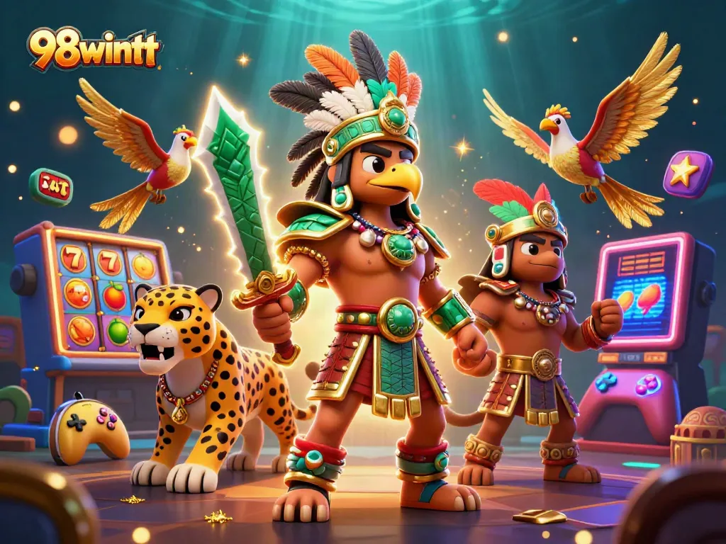 Engage in thrilling slots at 98wintt with vibrant characters and jackpot excitement.