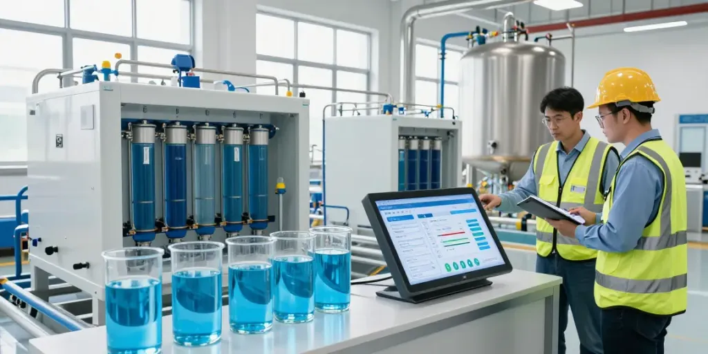Water Treatment System Supplier demonstrating innovative containerized systems at a modern facility.
