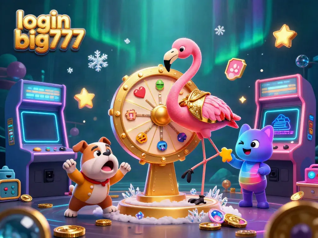 Experience the thrill of gaming with login big777 as the game show host spins for prizes amidst colorful arcade elements.