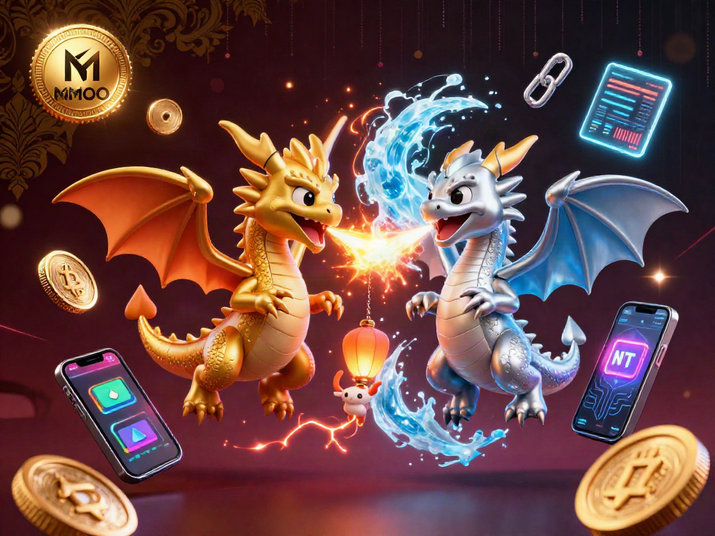 Experience MMOO's thrilling casino adventure with dragons, crypto coins, and holographic displays.