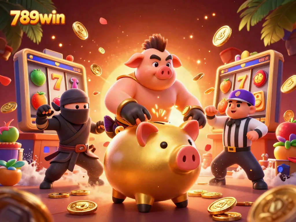 Join the action at 789win with a golden piggy bank sumo wrestler and dynamic slot elements!