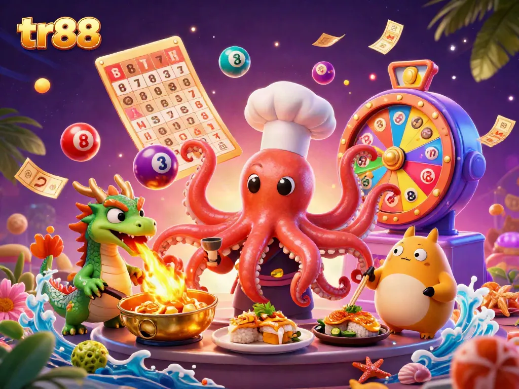Experience excitement with tr88 as a sushi chef octopus and dragon create stunning golden dishes.