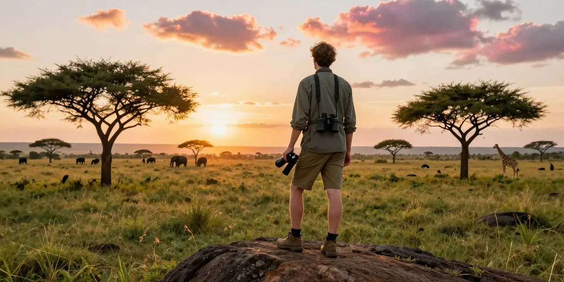 NAGA2000 traveler in Kidepo Valley National Park during sunset, exploring wildlife.