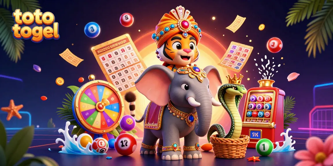 Engage in exciting toto togel action with colorful lottery elements in a vibrant casino illustration.