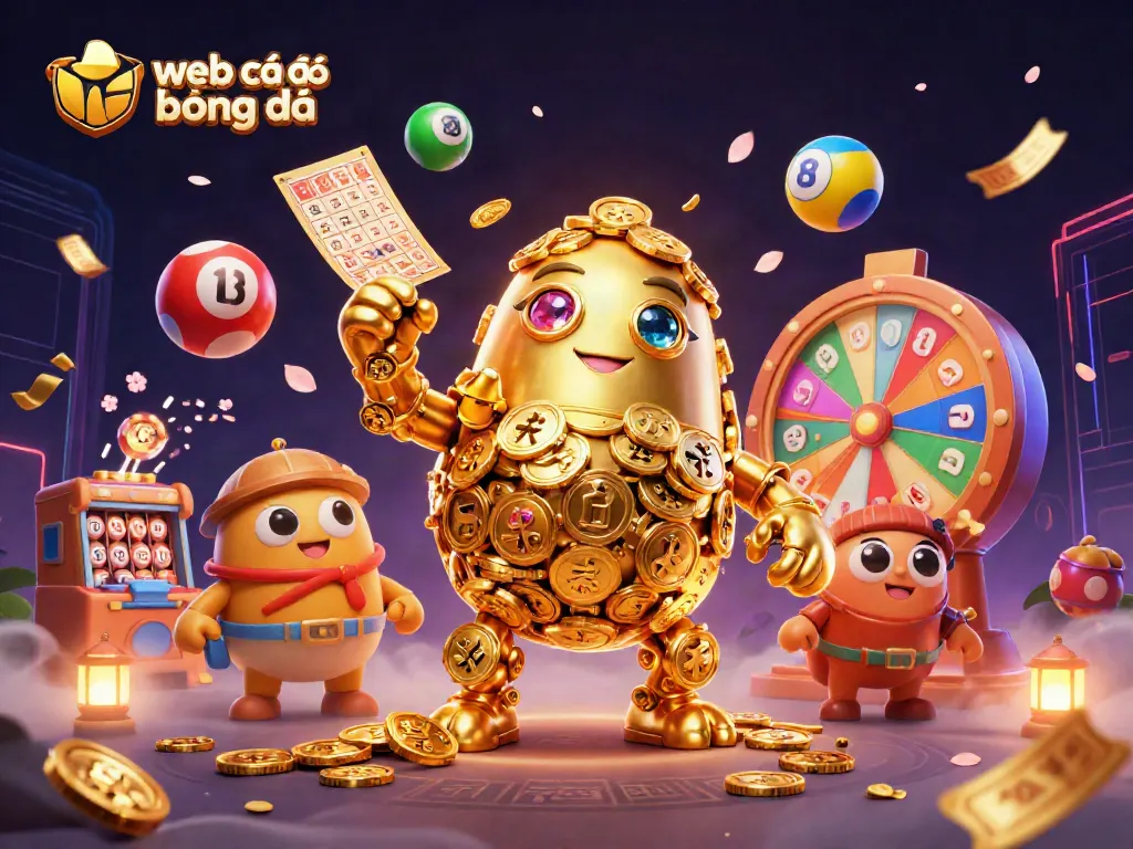 Tham gia vào web cá độ bóng đá với hình ảnh sinh động của golem vàng và các yếu tố trò chơi 3D
